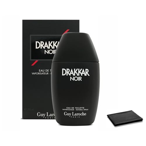 Guy Laroche Drakkar Noir Cologne For Men, Eau De Toilette Spray 6.7 Ounces, Mens Cologne | Men’s Fragrances | Perfumes for Men, Includes Cleaning Cloth