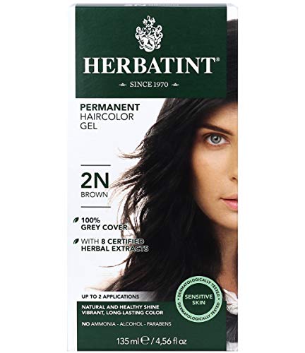 Herbatint Permanent Haircolor Gel, 2N Brown, Alcohol Free, Vegan, 100% Grey Coverage – 4.56 oz