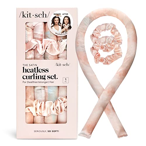 Kitsch Satin Heatless Curling Set – Hair Rollers for Heatless Curls | Heatless Hair Curlers Overnight Curls | Hair Curlers to Sleep in | Heatless Curling Rod Headband | Heatless Curler – SunsetTieDye