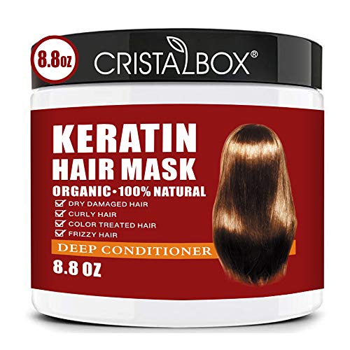 CRISTALBOX Keratin Hair Mask,Deep Repair Damage Root, 250ml Mask for Dry Damaged Hair,Hair Treatment & Scalp Treatment,Natural Deep Conditioner Hydrating Masque