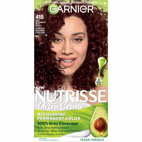 Garnier Hair Color Nutrisse Nourishing Creme, 415 Soft Mahogany Brown (Raspberry Truffle) Permanent Hair Dye, 1 Count (Packaging May Vary)