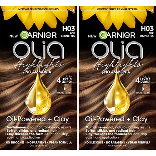 Garnier Hair Color Olia Ammonia-Free Permanent Hair Dye, H03 Highlights for Brunettes, 2 Count (Packaging May Vary)