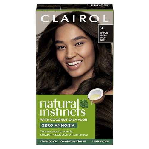 Clairol Natural Instincts Demi-Permanent Hair Dye, 3 Brown Black Hair Color, 5.85 Fl Oz (Pack of 1)