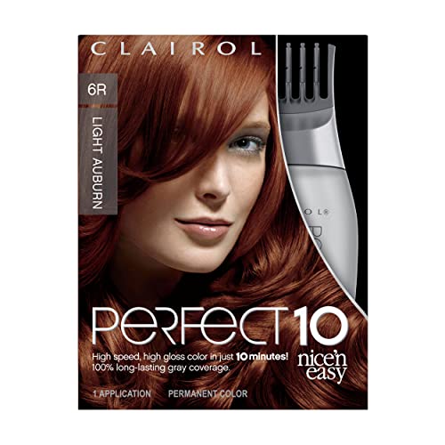 Clairol Nice’n Easy Perfect 10 Permanent Hair Dye, 6R Light Auburn Hair Color, Pack of 1