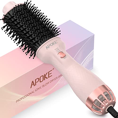 APOKE One Step Hair Dryer Brush and Styler Volumizer, Multifunctional 4 in 1 Ceramic Tourmaline Negative Ion Hot Air Styling Brush, Professional Salon Blow Dryer Brush for Drying Curling