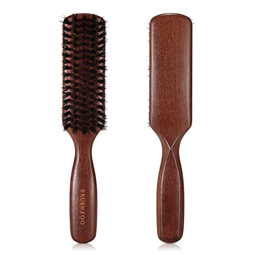 O BRUSHZOO Hair Brush, Boar Bristle Brush for Men Thin Fine Normal Hair, Beech Handle, Boar Bristle Hairbrush for Hair & Beard