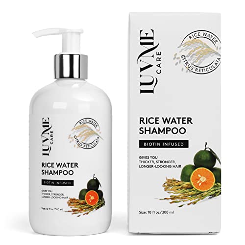 Luv Me Care Rice Water Hair Growth Shampoo with Biotin – Hair Shampoo for Thinning Hair and Hair Loss, All Hair Types, Men and Women 10 Fl Oz