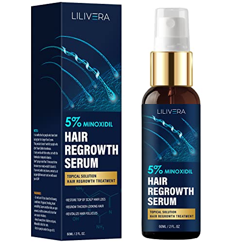 Lilivera Minoxidil for Men and Women – 5% Minoxidil Spray for Hair Regrowth – Hair Growth Serum 60ML – Hair Loss treatment – 1 Month Supply