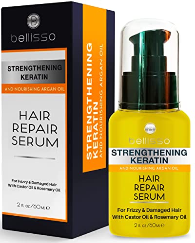 Keratin Hair Serum Oil – With Moroccan Argan Oil – Heat Protectant and Anti Frizz Control Repair Treatment for Women and Men – Straightener for All Hair Types Including Curly, Frizzy and Wavy Hair