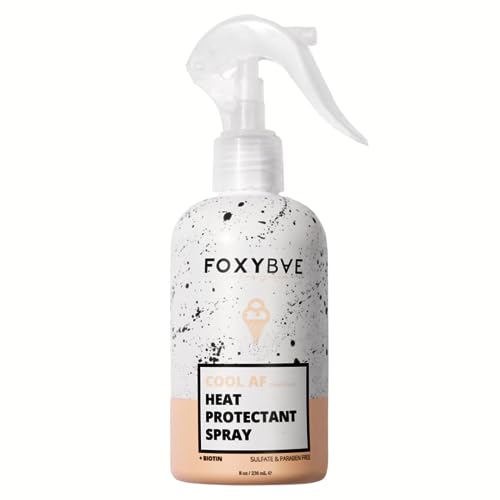 FoxyBae Heat Protectant Spray for Hair – Thermal Heat Protectant for Hair Styling Products Like Curling Iron & Blow Dryer – Cool AF Hair Heat Protectant Spray for Frizz, Damage & Breakage 8oz