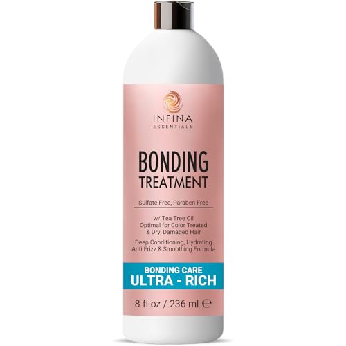 INFINA ESSENTIALS Bond Repair Hair Treatment for Damaged Hair – Keratin and Silk-Enriched, Tames Flyaways & Frizz Hair Bonding Treatment for Chemically Damaged Hair – 8 fl oz