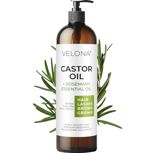 velona Castor Oil with Rosemary Oil – 8 oz | Hair Growth Oil | Hair, Scalp, Eyelashes, Eyebrows | 100% Natural and Pure