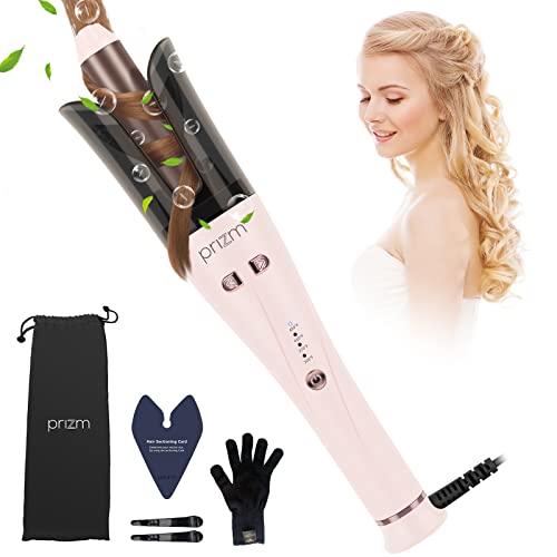 Prizm Bloom Anti-Scald Automatic Hair Curler Anti-Tangle 360° Rotating Curling Iron 1 Inch Curling Iron Beginner Wavy Curling Iron Medium/Short/Chest Long Hair 110-240V All Hair Type Pink