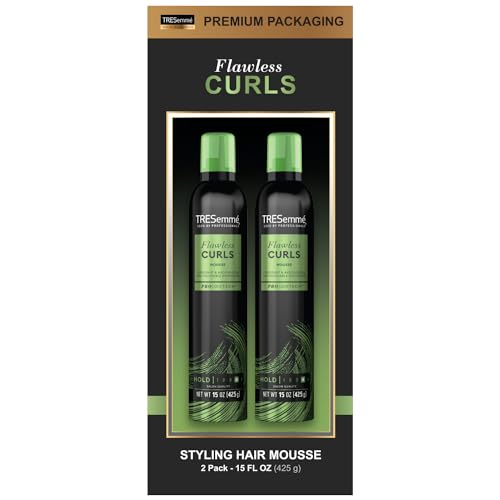 TRESemmé Flawless Curls Mousse with Coconut and Avocado Oil, Provides Extra Hold in a Lightweight Formula, Paraben Free and Alcohol Free, Leaves Curls Soft & Bouncy, 2 pk – 15 oz each