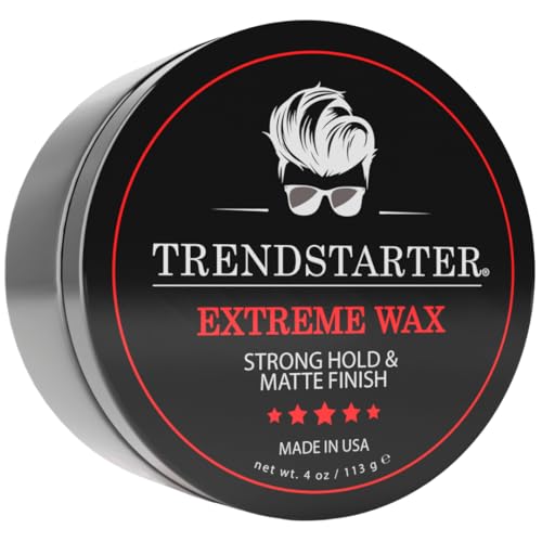 TRENDSTARTER – EXTREME WAX (4oz) – Strong Hold – Matte Finish – Premium Water Based Flake-Free Hair Wax for All Hair Types – All-Day Hold Hair Styling Pomade