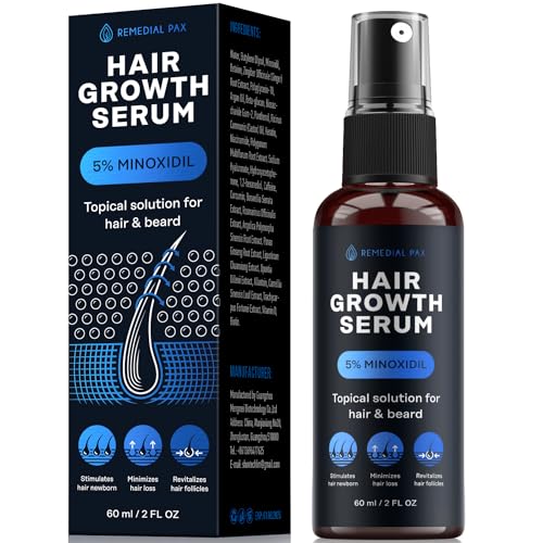 Hair Growth Serum, 5% Minoxidil & Biotin for Men and Women, Stop Hair Loss and Thinning, Natural Organic Growing Spray for Hair Regrowth, All Hair Types, 2 Fl Oz Cream Spray