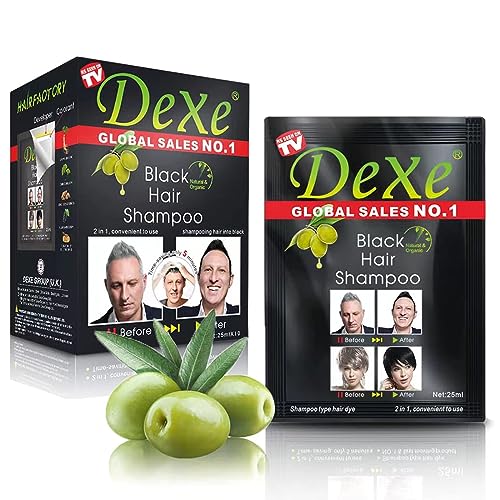 10 PCS Dexe Hair Shampoo Instant Hair Dye for Men Women, Black Color – Simple to Use – Hair Dye Permanent – Last 30 days – Natural Ingredients for Woman&Man