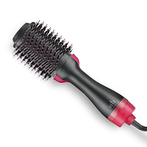 Hair Dryer Brush Blow Dryer Brush in One, 4 in 1 Ionic Hair Dryer, Hot Air Straightener Brush for Smooth Frizz-Free Blowout (Pink)