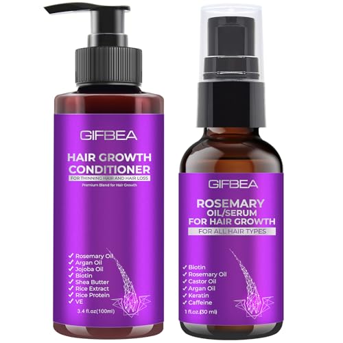 Rosemary Oil Hair Growth Serum with Biotin,Castor Oil Hair Growth Conditioner,Scalp & Thinning Hair Loss Treatment for Smoother,Thicker,Fuller Hair