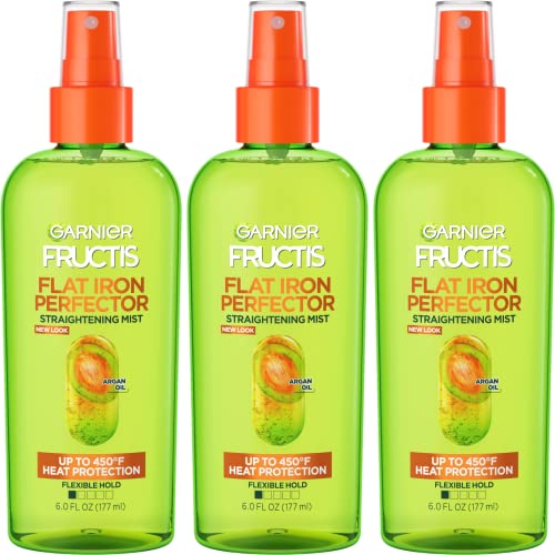 Garnier Fructis Style Flat Iron Perfector Straightening Mist for Heat Protection, Argan Oil, 6.0 Fl Oz, 3 Count (Packaging May Vary)