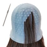 Highlights Cap with Pre Cut Holes Silicone Hair Highlighting Cap for Hair Highlights Dye Cap No Leakage Reusable Highlight Cap Streaking Cap Pre Pierced (Blue)