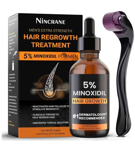 5% Minoxidil Hair Regrowth and Beard Growth Kit – Extra Strength Topical Serum for Men’s Scalp and Facial Hair Loss