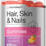 Horbäach Hair Skin and Nails Gummies | 100 Count | with Biotin | Fruit Flavored Vitamins | Non-GMO, Gluten Free Supplement