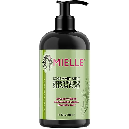 Mielle Organics Rosemary Mint Strengthening Shampoo Infused with Biotin, Cleanses and Helps Strengthen Weak and Brittle Hair, 12 Ounces